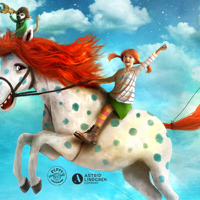 Illustrerad affisch bild till Teater Västernorrlands uppsättning av Astrid Lindgrens Pippi Långstrump.