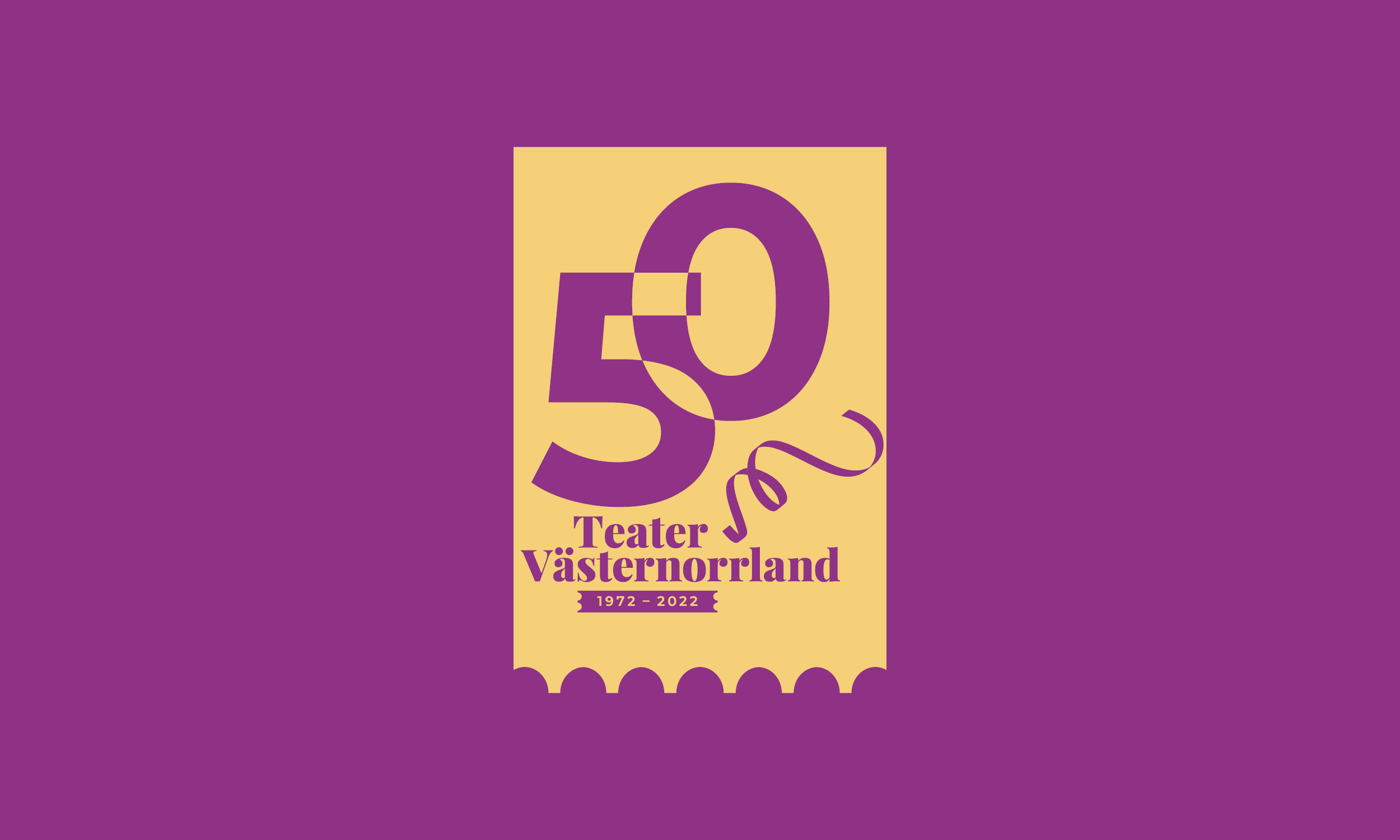 Texten Teater Västernorrland 50 år festligt designat