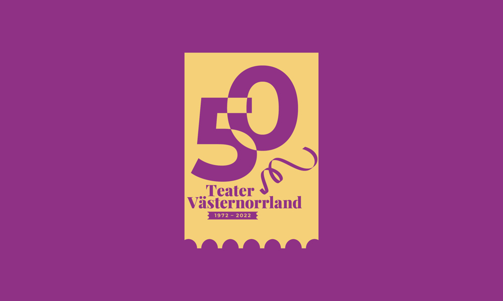 Texten Teater Västernorrland 50 år festligt designat